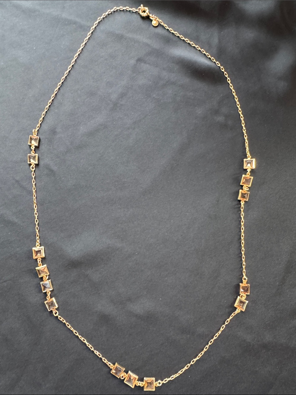 J. Crew Gold-Tone Square Station Necklace with Clear Stones